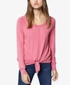 SANCTUARY LONG-SLEEVE TIE-FRONT SWEATER