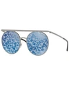 Giorgio Armani Sunglasses, Ar6069 56 In Gunmetal / Blue Tampo Flower Silver /blue