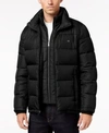 Calvin Klein Men's Big & Tall Full-zip Puffer Coat, Created For Macy's In Black