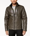 Calvin Klein Men's Faux Leather Moto Jacket, Created For Macy's In Tan