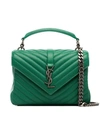 SAINT LAURENT GREEN MEDIUM MONOGRAMME QUILTED COLLEGE BAG