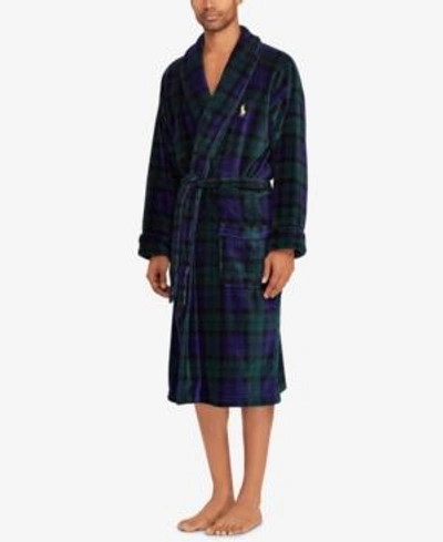 POLO RALPH LAUREN MEN'S MICROFIBER PLAID SHAWL COLLAR ROBE