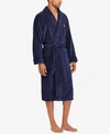 Polo Ralph Lauren Men's Microfiber Plush Shawl Collar Robe In Cruise Navy