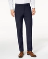 Calvin Klein Men's Slim-fit Stretch Blue/charcoal Birdseye Suit Pants In Navy