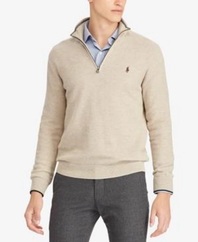 Polo Ralph Lauren Men's Cotton Quarter-zip Sweater In Natural