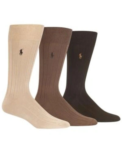 Polo Ralph Lauren Ralph Lauren 3-pack Supersoft Ribbed Socks In Brown Assorted