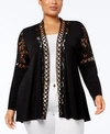 BELLDINI PLUS SIZE LACE-TRIM CARDIGAN