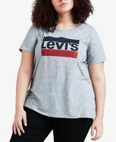 Levi's Trendy Plus Size Cotton Logo T-shirt In Grey