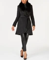 CALVIN KLEIN FAUX-FUR-COLLAR WRAP COAT