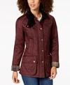 Barbour Beadnell Jacket In Diamond Polarquilt In Aubergine/black