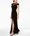 ADRIANNA PAPELL ADRIANNA WOMEN'S PAPELL SEQUIN EMBELLISHED ILLUSION-LACE GOWN