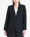 Calvin Klein Plus Size One-button Blazer In Black
