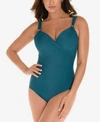 Miraclesuit Razzle Dazzle Siren Twist-front Underwire Allover Slimming One-piece Swimsuit Women's Swimsuit In Teal