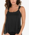 Miraclesuit Razzle Dazzle Dazzle Underwire Asymmetrical-drape Tankini Top Women's Swimsuit In Black