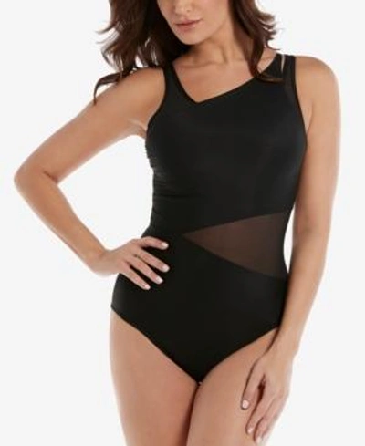 Miraclesuit Azura Mesh High-neck One-piece Swimsuit In Black
