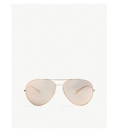 Oliver Peoples Rockmore Metal Oversized Pilot Sunglasses, Brushed Silver/yellow Wash