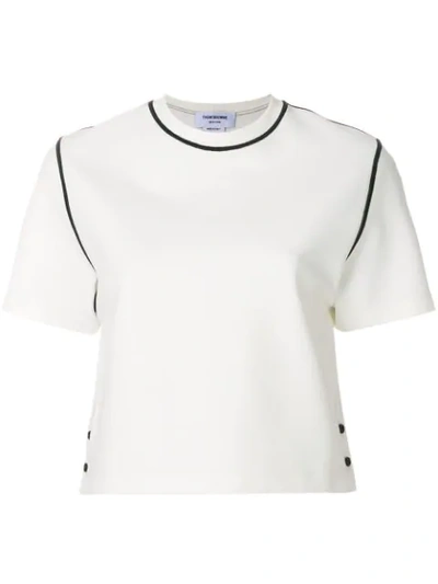 Thom Browne 宽松裁减撞色针织t恤 - White In White