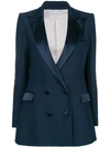 HEBE STUDIO HEBE STUDIO DOUBLE-BREASTED FITTED BLAZER - BLUE