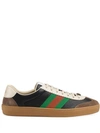 GUCCI GUCCI BLACK LOGO EMBOSSED LEATHER SNEAKERS