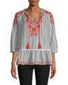 KATE SPADE STRIPE EMBROIDERED TOP,1000084387621