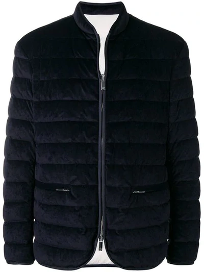 Giorgio Armani Padded Bomber Jacket In Blue