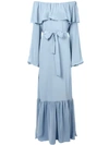 THE ROW THE ROW OFF-SHOULDER RUFFLE DRESS - BLUE