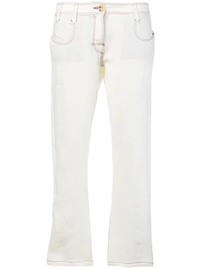 Atelier Bâba Amado对比车线亚麻长裤 In White