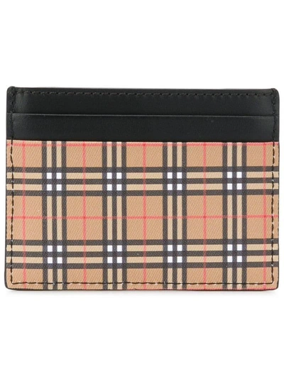 Burberry Men's Mini Vintage Check Card Case Wallet In Antique Yellow/ Black