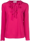 RED VALENTINO RED VALENTINO RUFFLE TIRM PUSSY BOW BLOUSE - PINK