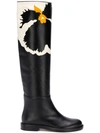 VALENTINO GARAVANI VALENTINO GARAVANI FLORAL KNEE HIGH FLAT BOOTS