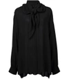 THE ROW Black Neck Tie Blouse,2613027304580258150