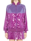 Alberta Ferretti Sequins Embellished Bomber Jacket In Purple