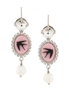 MIU MIU MIU MIU SWALLOW CAMEO DROP EARRINGS - METALLIC