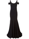 MARCHESA NOTTE EMBELLISHED NECK GOWN