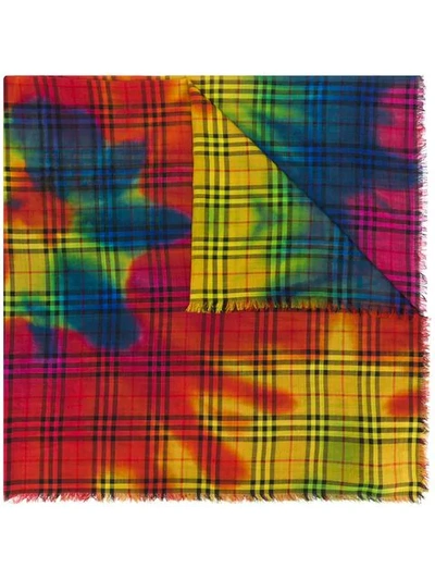Burberry Tie-dye Vintage Check Scarf In Yellow