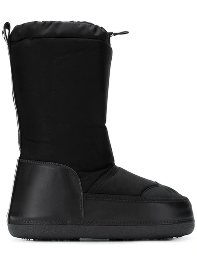 Dsquared2 Logo Nylon & Velour Snow Boots In Black