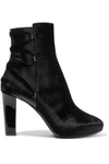 LANVIN WOMAN VELVET AND LEATHER ANKLE BOOTS BLACK,AU 6200568457433213