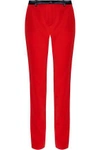 LANVIN LANVIN WOMAN SATIN-TRIMMED WOOL-TWILL STRAIGHT-LEG PANTS RED,3074457345618917698