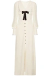 ALESSANDRA RICH ALESSANDRA RICH WOMAN SATIN-TRIMMED VELVET MAXI DRESS WHITE,3074457345618937038