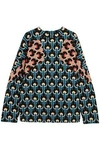 MARNI WOMAN JACQUARD-KNIT COTTON-BLEND SWEATER STORM BLUE,US 1874378723163747