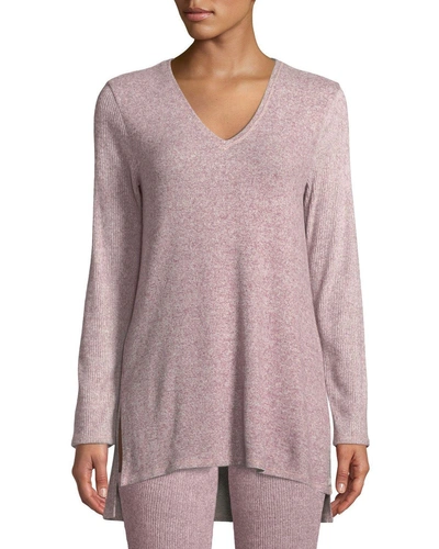 Natori Ulla Rib-knit Lounge Tunic In Light Gray