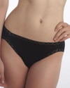 Natori Bliss French Cut Brief Panty Underwear With Lace Trim In Black