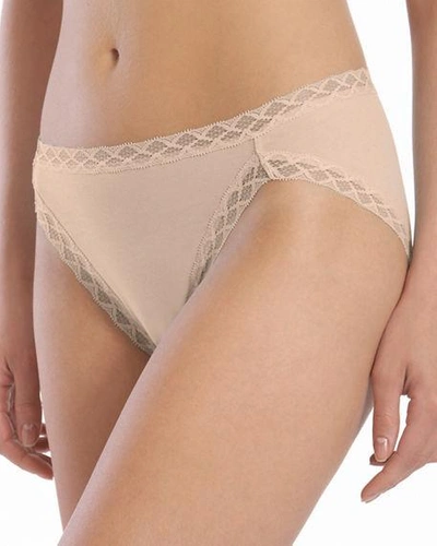 Natori Bliss Lace-trim Cotton French-cut Brief Underwear 152058 In Cafe