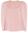 VALENTINO PUFF-SHOULDER SATIN TOP,P00342851