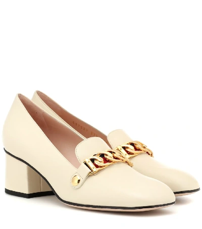 Gucci Sylvie Leather Loafer Pumps In Beige