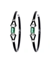 NIKOS KOULIS 18K WHITE GOLD OUI DIAMOND & EMERALD HOOP EARRINGS,PROD214080139