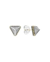 LAGOS KSL LUX DIAMOND SILVER & 18K GOLD CAVIAR 12MM PYRAMID STUD EARRINGS,PROD214550160