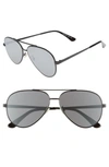 Saint Laurent Classic 11 Zero 60mm Double-bridge Aviator Sunglasses In Black