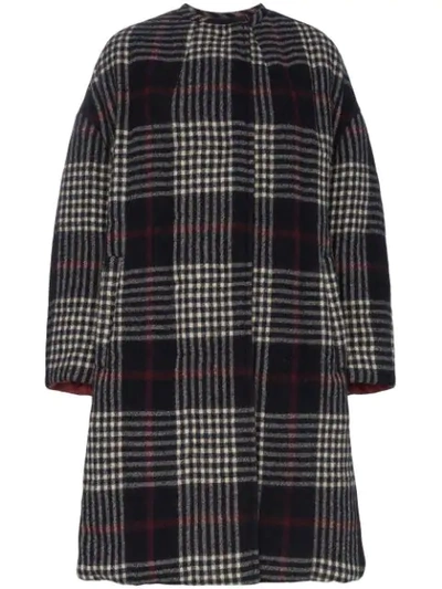 Isabel Marant Harrison Reversible Prince Of Wales Checked Wool And Quilted Shell Coat In Blue