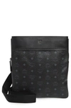 MCM Ottomar Flat Messenger Visetos Small Black in Coated Canvas/Nappa  Leather with Silver-tone - US